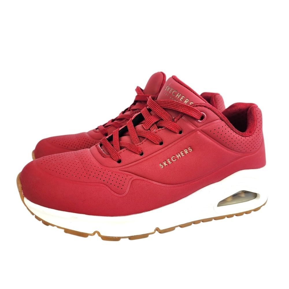 Skechers Red Sneakers Lace-up Comfort Shoes Memory Foam Size 6